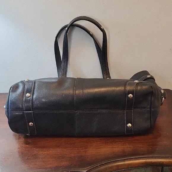 Coach Carly Black Leather Carryall Satchel Bag Tote Shoulder Bag J0878-13236